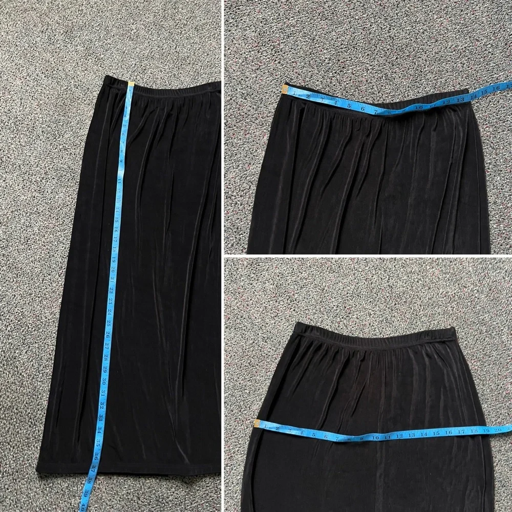 VINTAGE SLINKI Black Shirt-Sleeve Shirt & Maxi Stretch Skirt Matching Co-ord Set - Picture 16 of 16